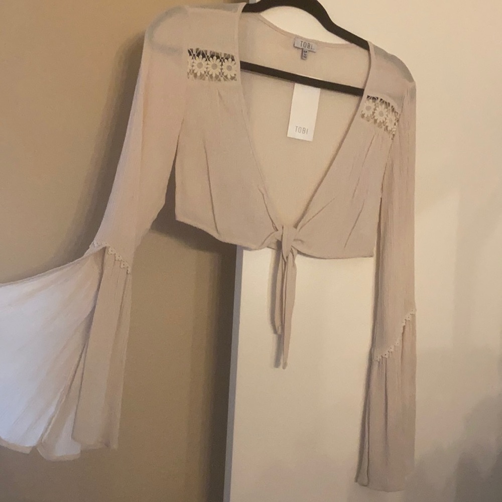 Women’s sheer top with tie front